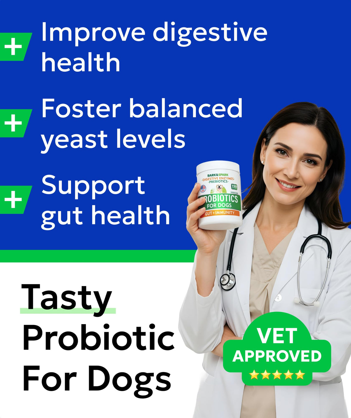 Dog Probiotics 120 Chews with Enzymes & Fiber Y754294