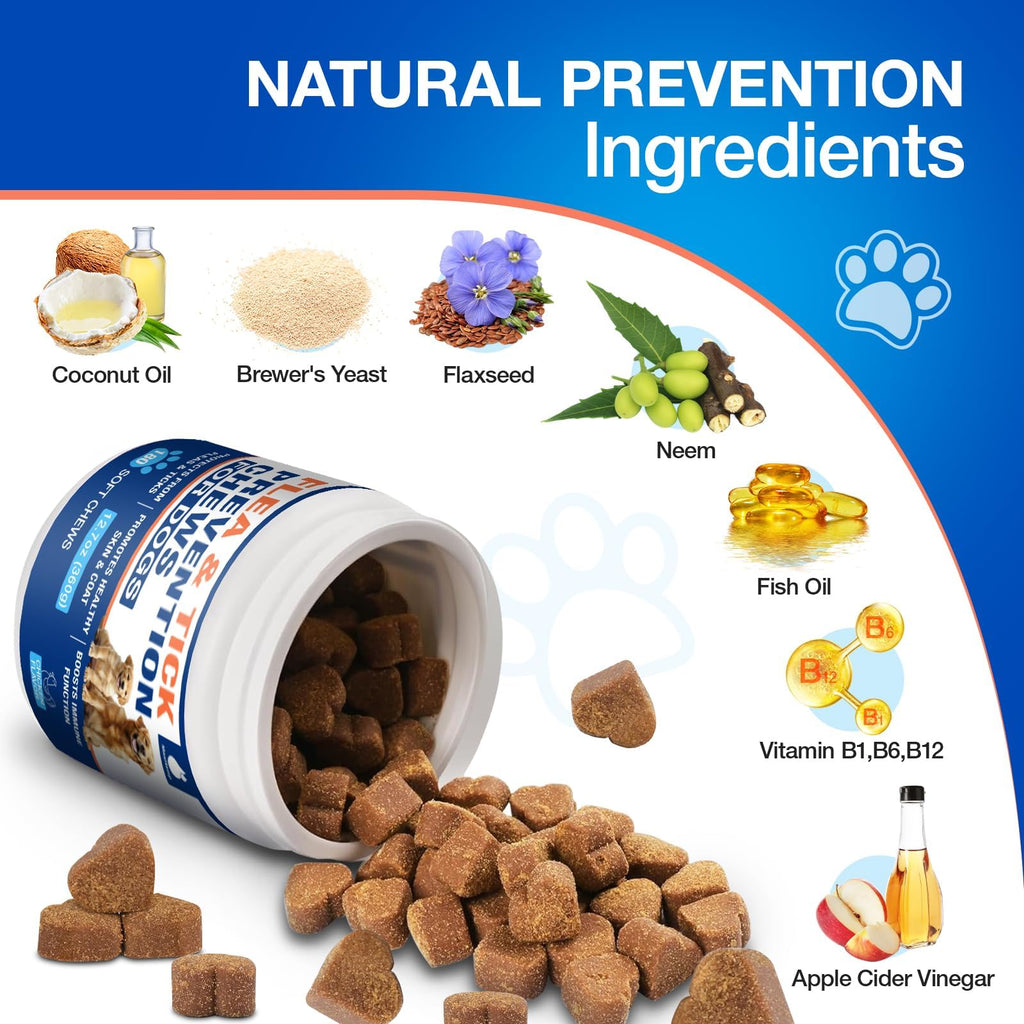 Natural Flea and Tick Prevention for Dogs Chewables D363