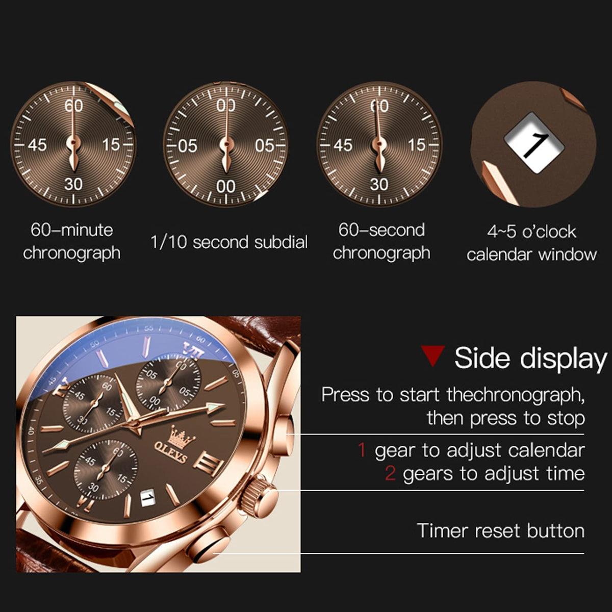 Mens Leather Quartz Brown Wrist Watch B602
