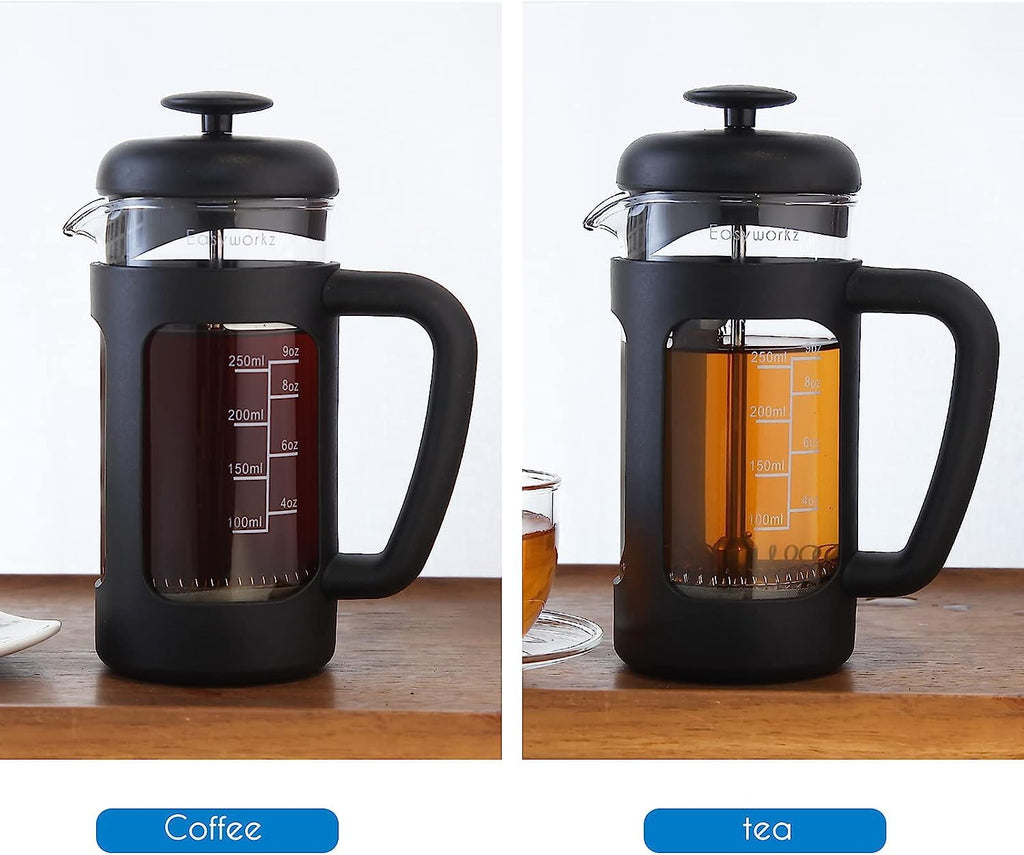 French Press 12 oz and Stainless Steel Double-Wall Espresso Cups 5 oz Set of 2 F222