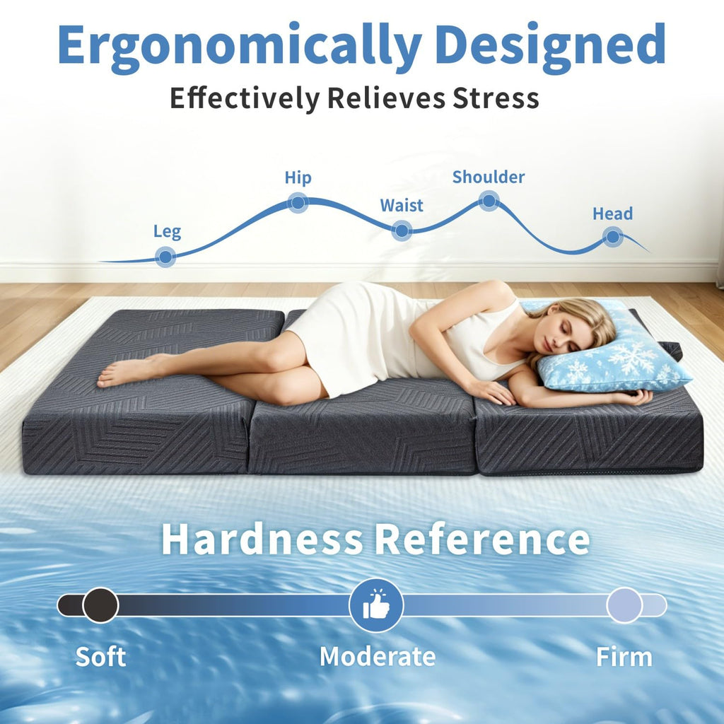 6 Inch Foldable Memory Foam Mattress Queen Size Q50271