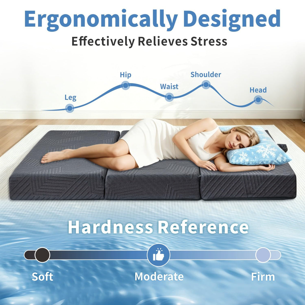 6 Inch Foldable Memory Foam Mattress Queen Size Q50271