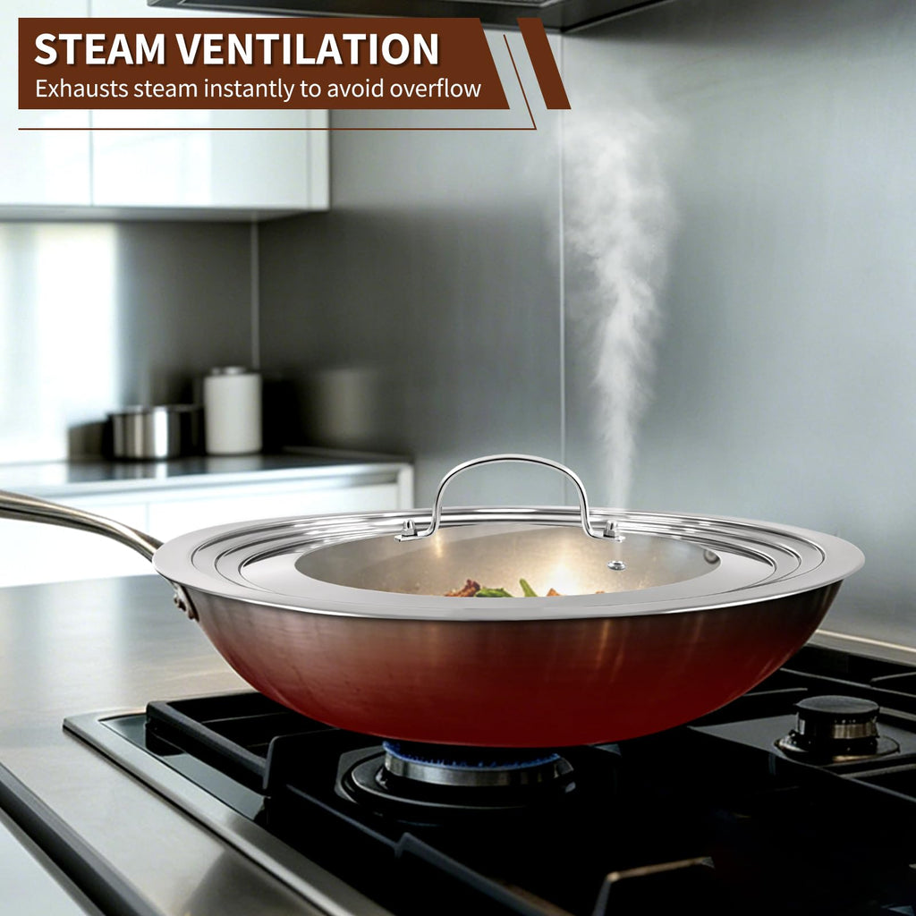 15 Inch Universal Lid for Pots Pans and Skillets, Stainless Steel Tempered Glass Y979