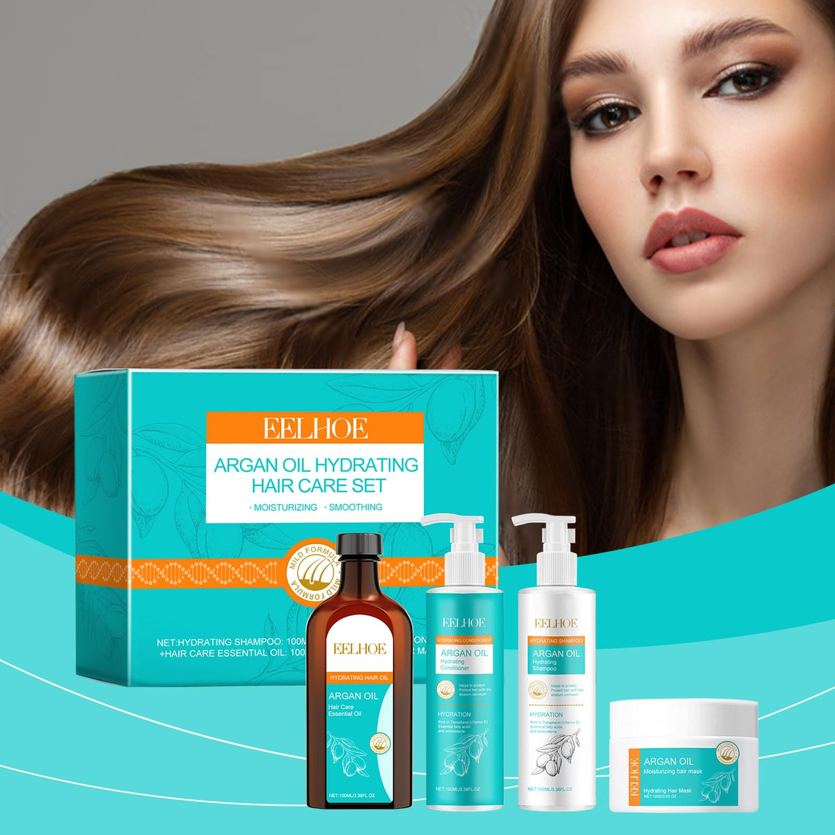 Argan Oil Hydrating Shampoo Conditioner Oil and Mask Hair Care Set S605