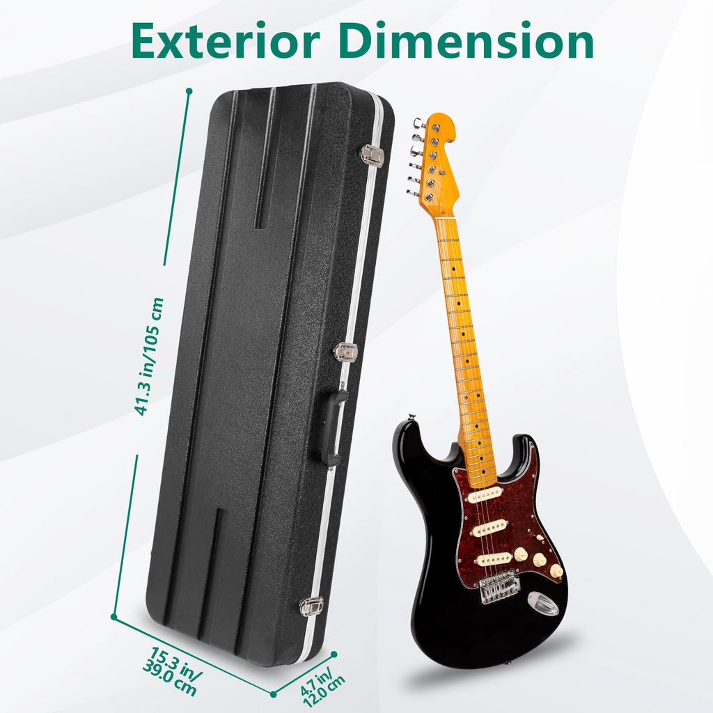 ABS Electric Guitar Hard Case 1.1 Inch Foam Plush Interior Black C474