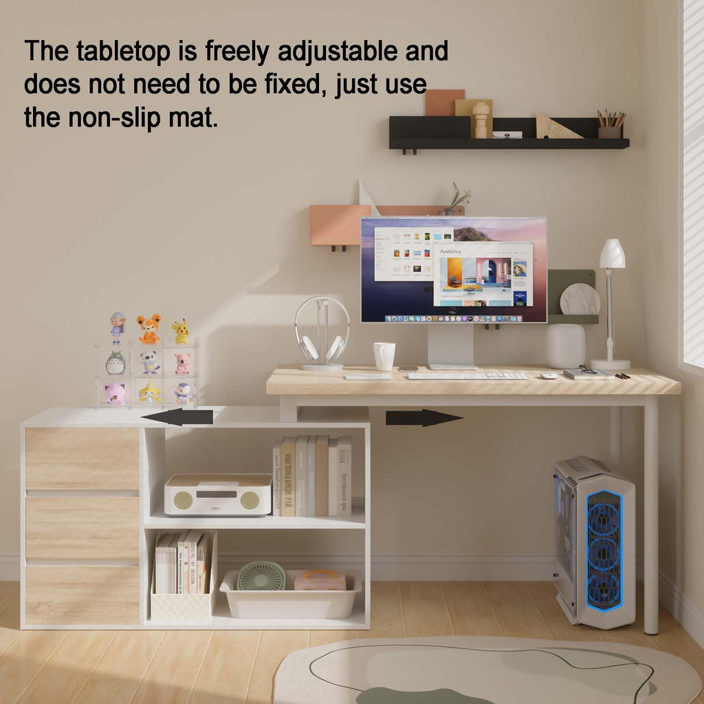 L Shaped Computer Desk with File Drawers & Storage Shelves P4332