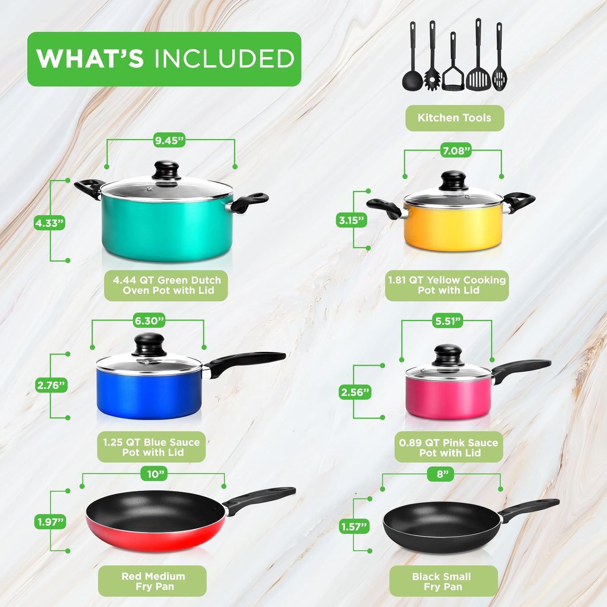 15 Piece Non Stick Cookware Set U901