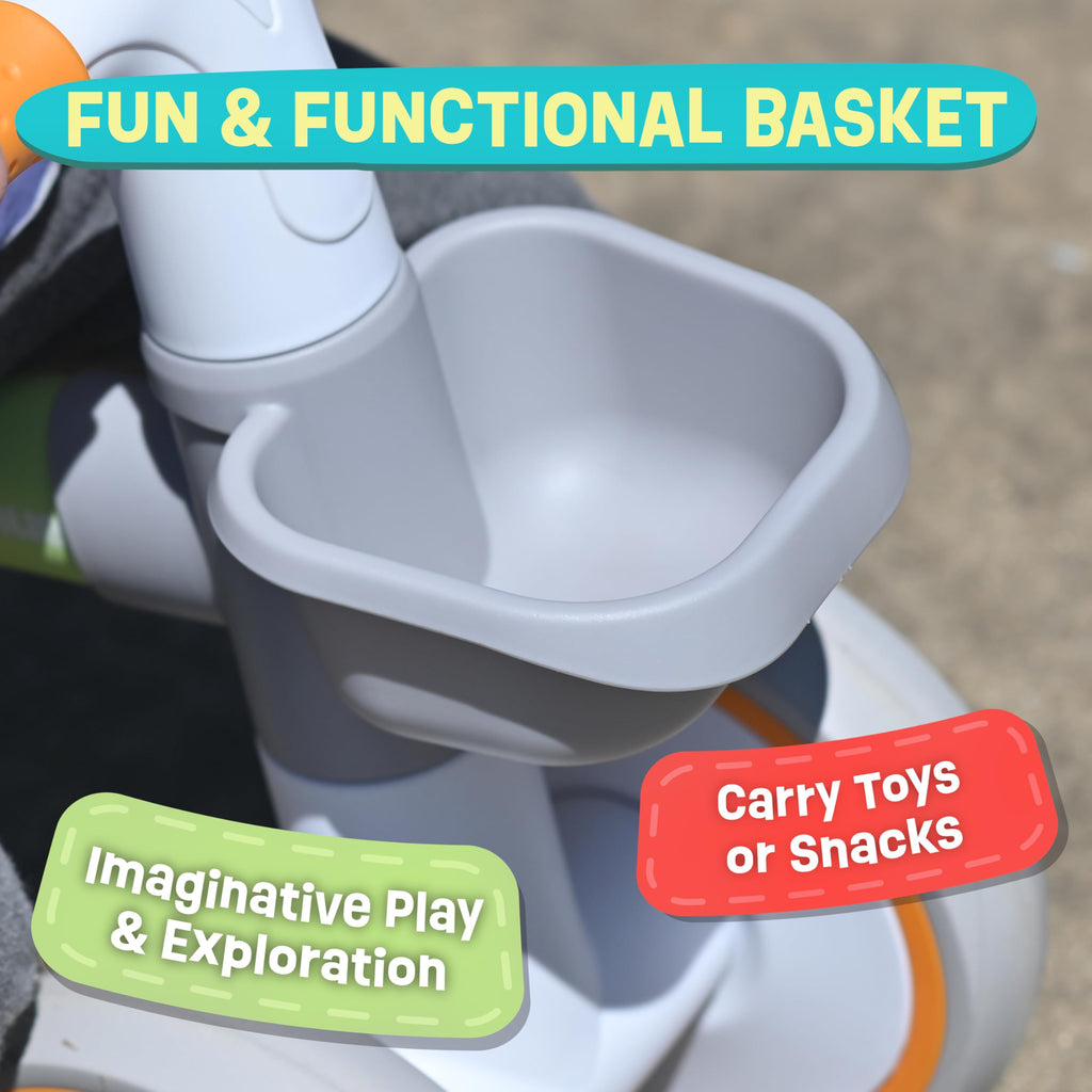 12-24 Month 4 Wheels Adjustable Seat Baby Balance Bike with Storage Basket Y5509