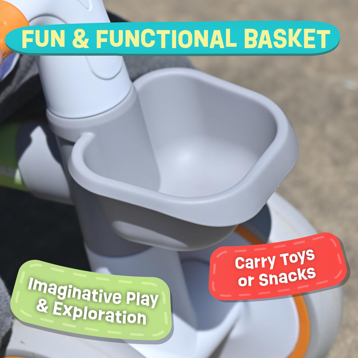 12-24 Month 4 Wheels Adjustable Seat Baby Balance Bike with Storage Basket Y5509