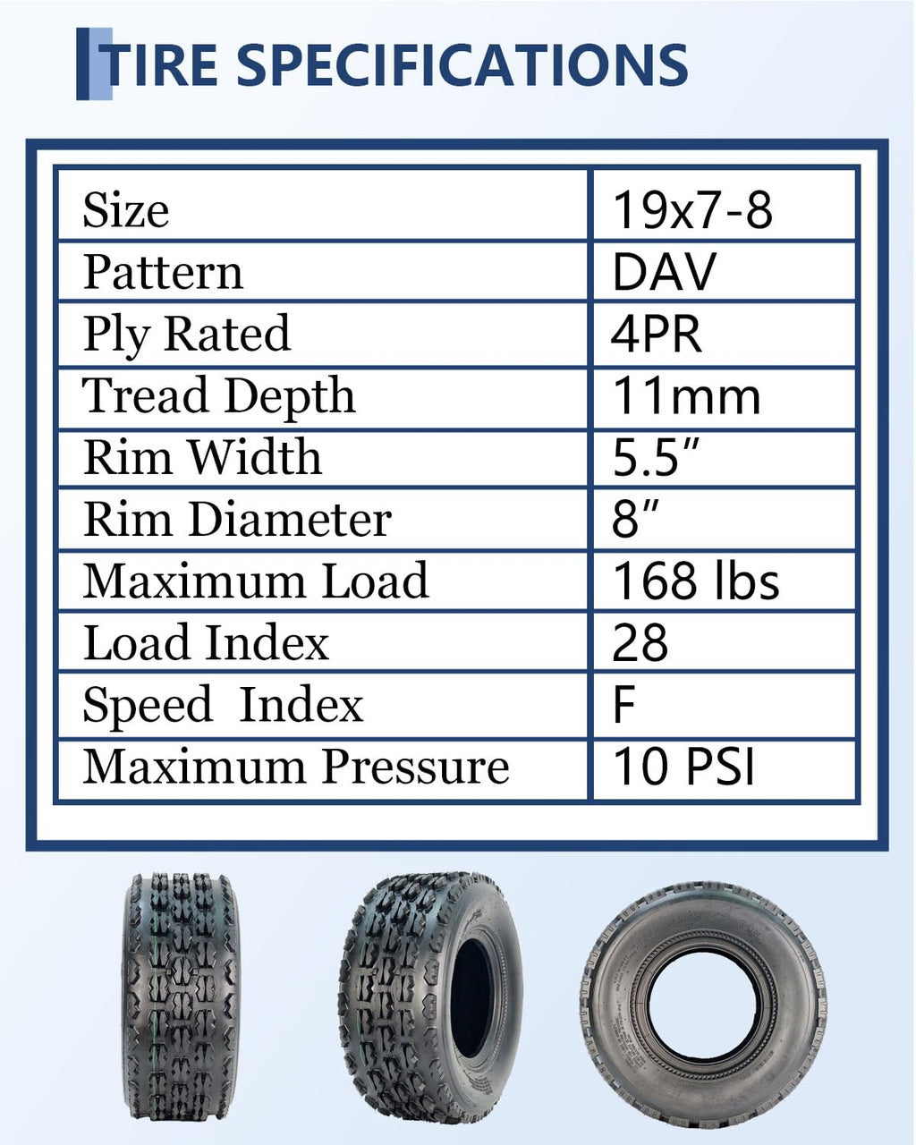 19x7-8 4 Ply Tubeless All-Terrain Tires Set of 2 N975081