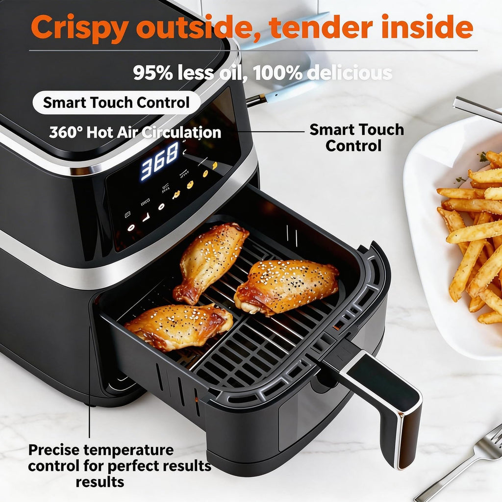 6 QT Family Size Air Fryer with Visible Cooking Window O785170