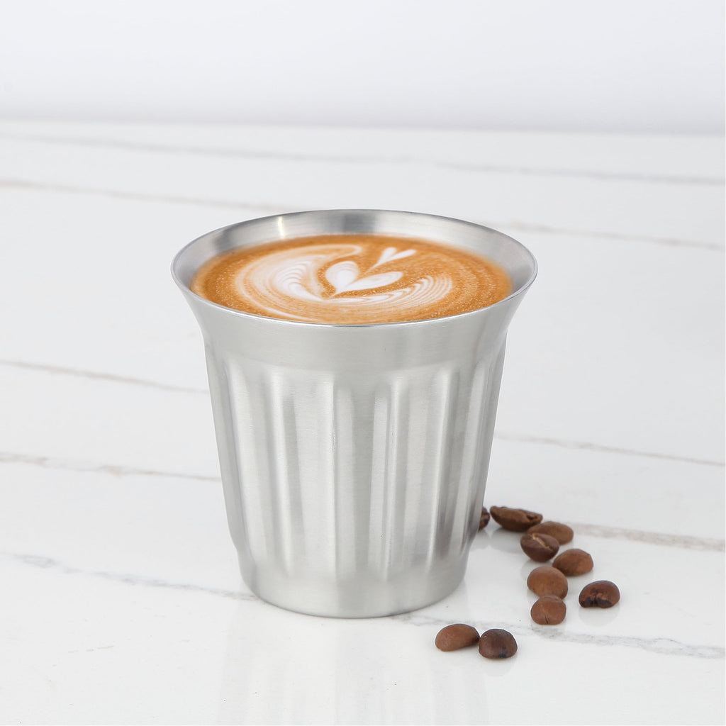 French Press 12 oz and Stainless Steel Double-Wall Espresso Cups 5 oz Set of 2 F222