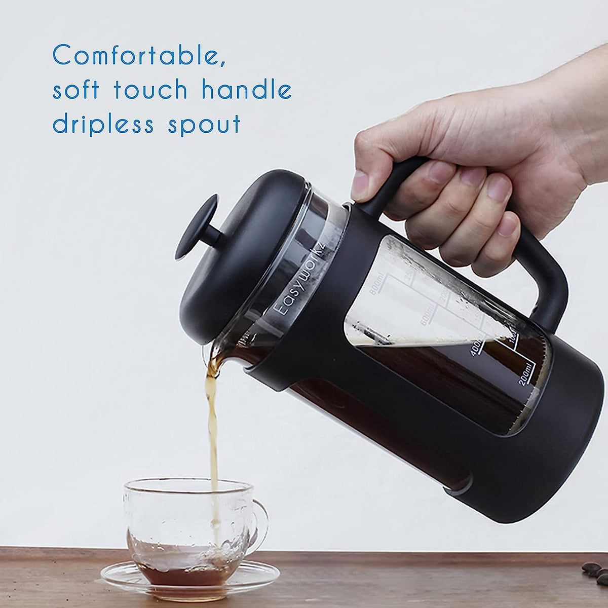 French Press 12 oz and Stainless Steel Double-Wall Espresso Cups 5 oz Set of 2 F222