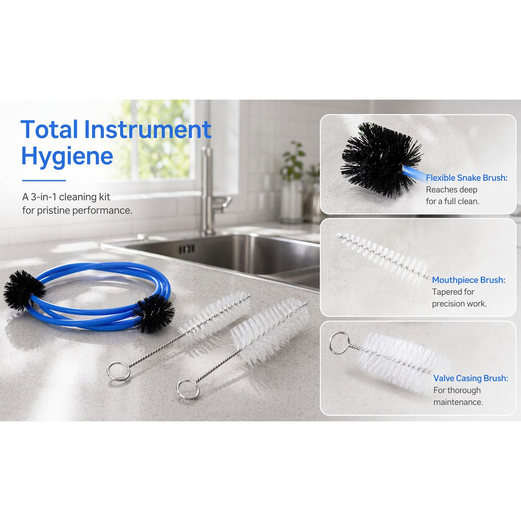 3-Piece Trumpet Cleaning Kit with Mouthpiece and Valve Brush Set Q65373