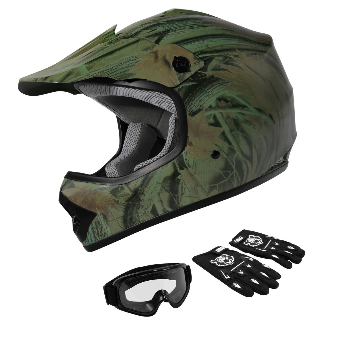 Youth Kids Motocross Helmet with Goggles & Gloves P993