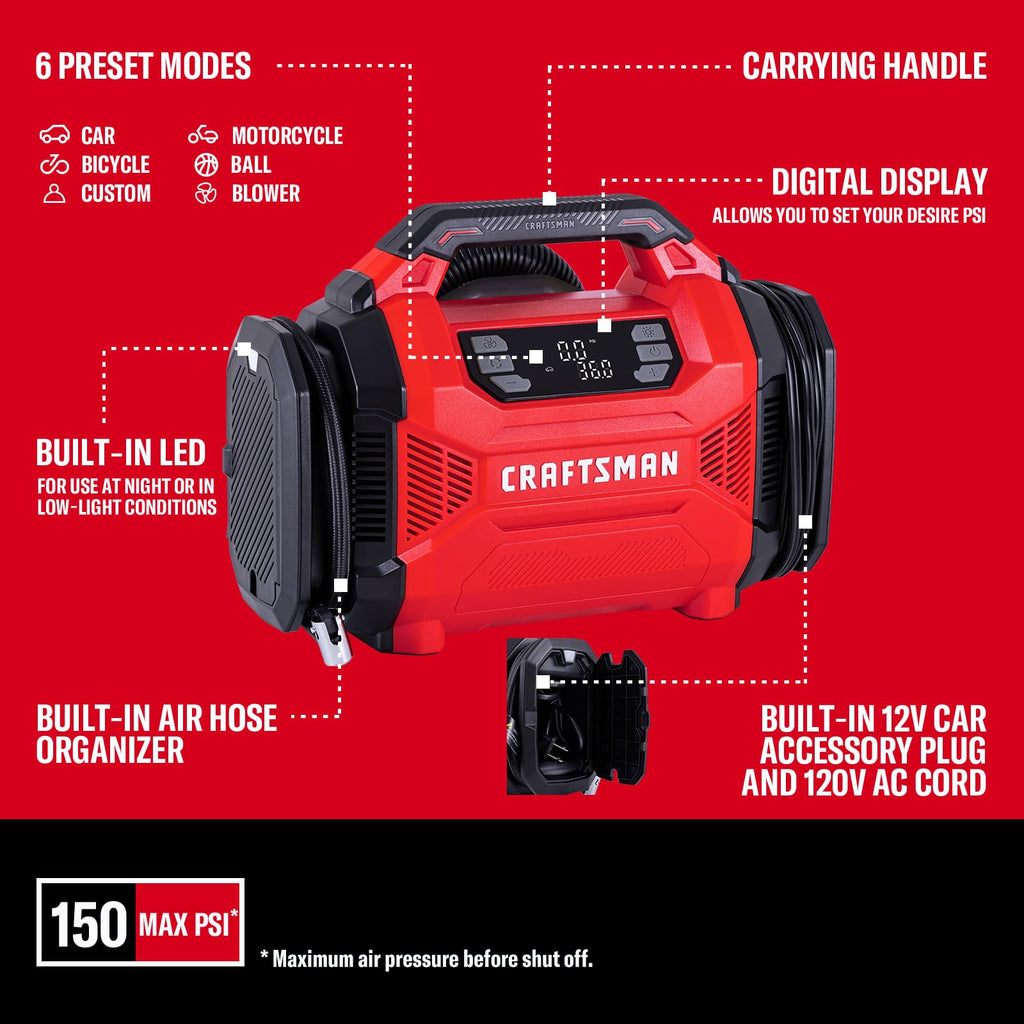 Dual Power Tire Inflator with Digital Gauge G883