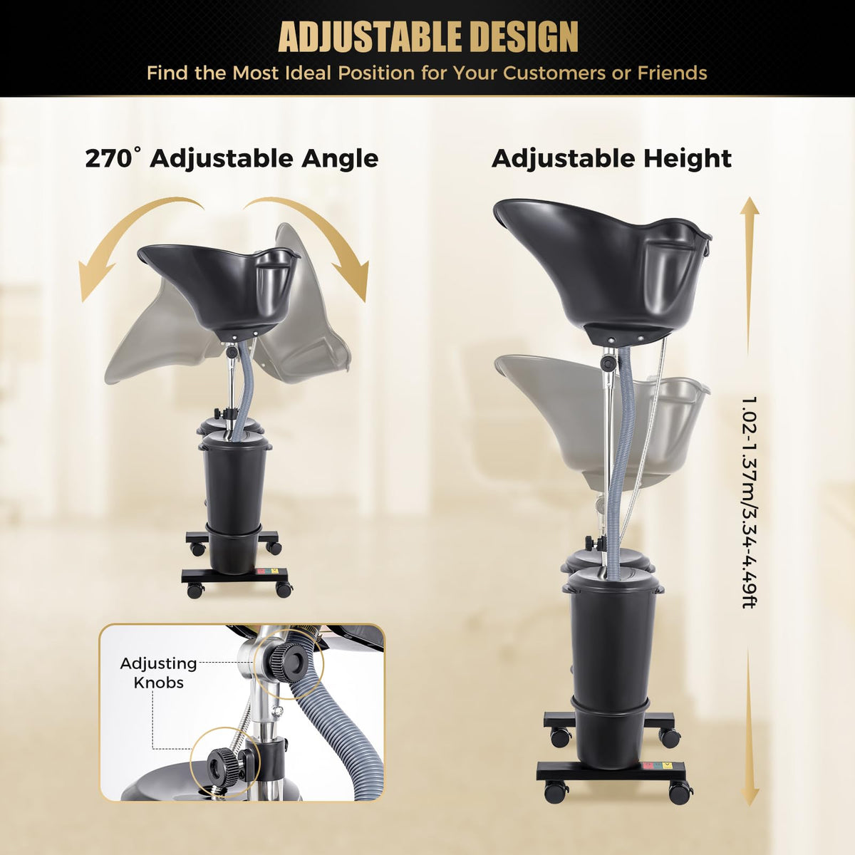 Portable Shampoo Basin with 2 Buckets, Height Adjustable Q699821