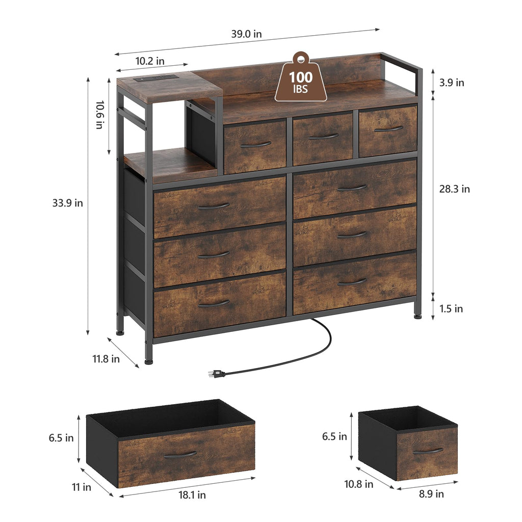 Vintage 9 Drawer TV Stand T6335
