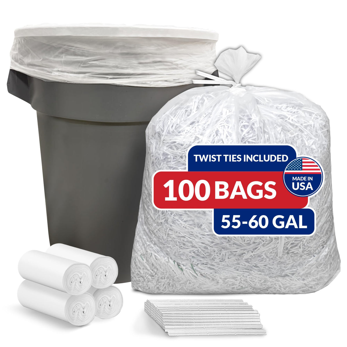 55 Gallon Heavy Duty Clear Trash Bags 100 Count K124