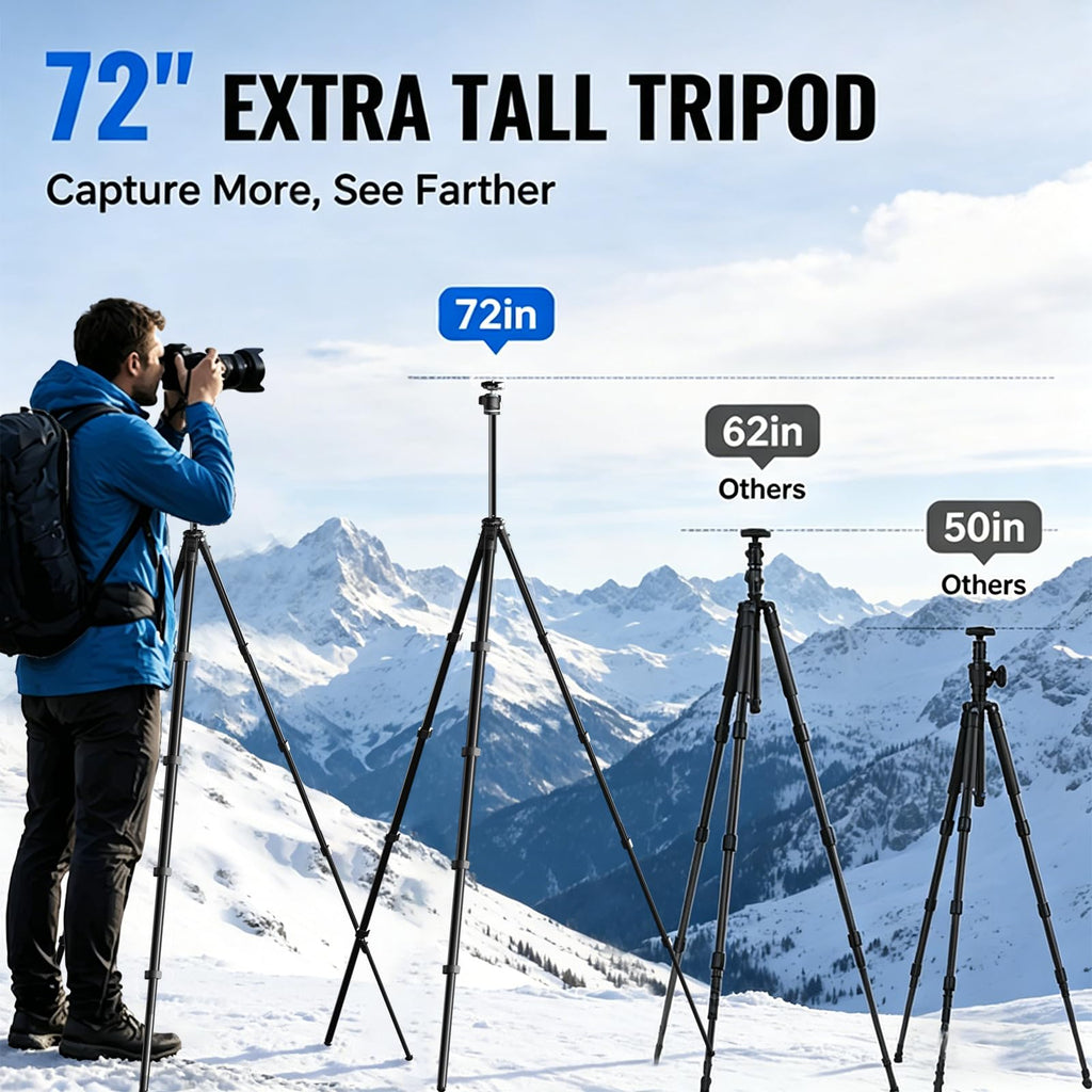 72" Lightweight Aluminum Camera Tripod with Ball Head and Carry Bag W677007