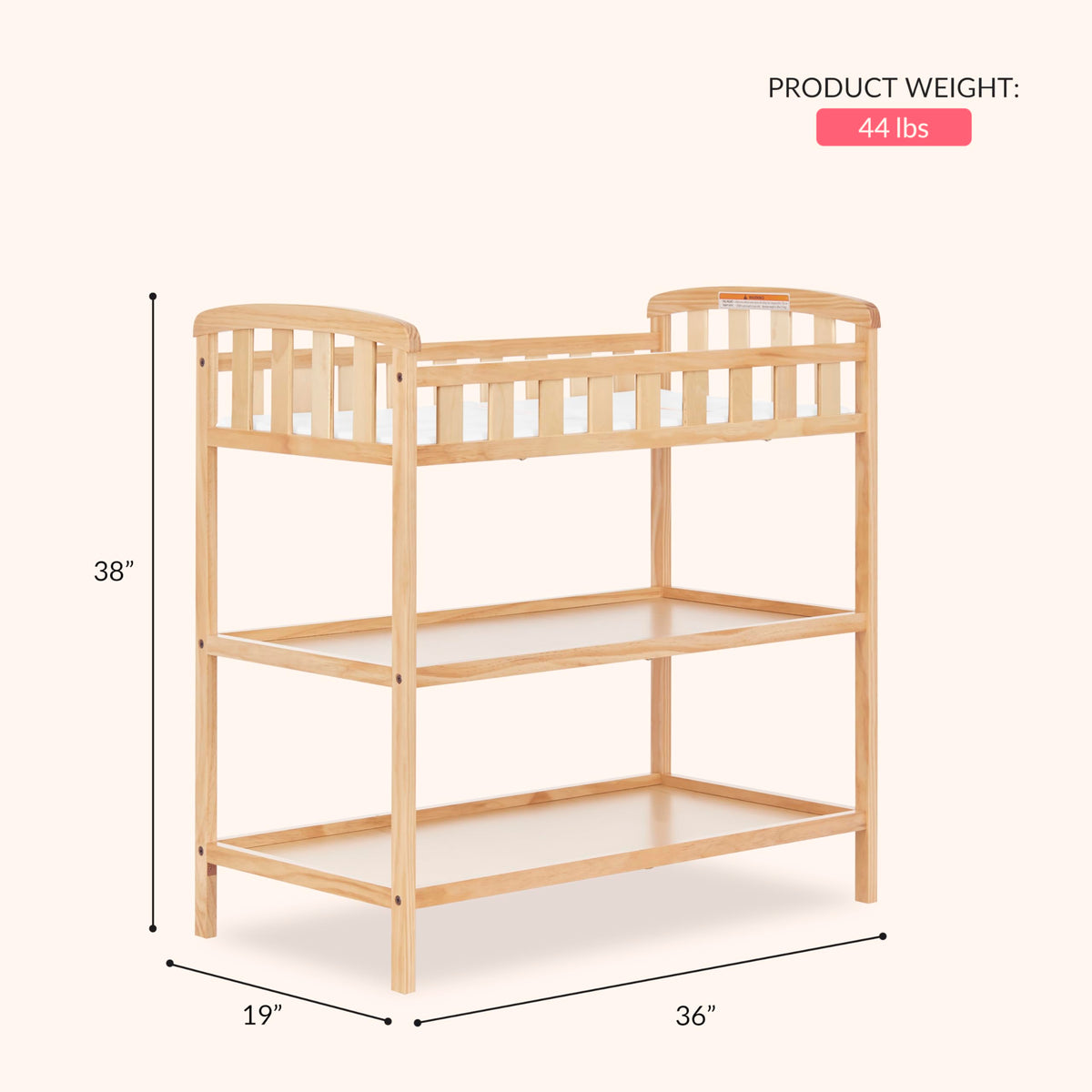 Compact Portable Pinewood Changing Table with Safety Rails E47244