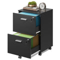 2 Drawer Wood File Cabinet with Lock, Black M573996