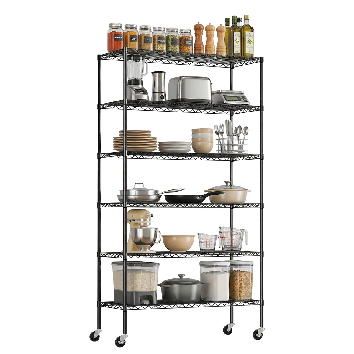 6-Tier Wire Shelf with Wheels K668