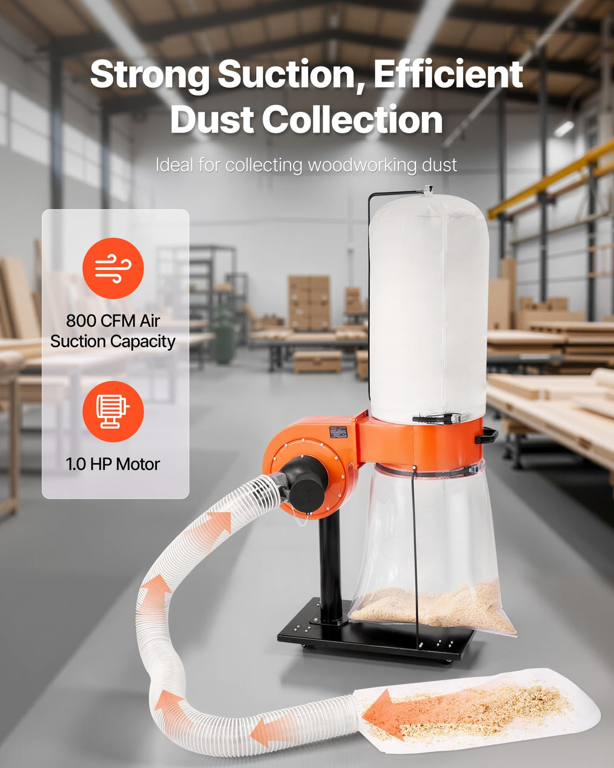 800 CFM 2.5 Micron 1HP 16-Gallon Dust Collector N48655