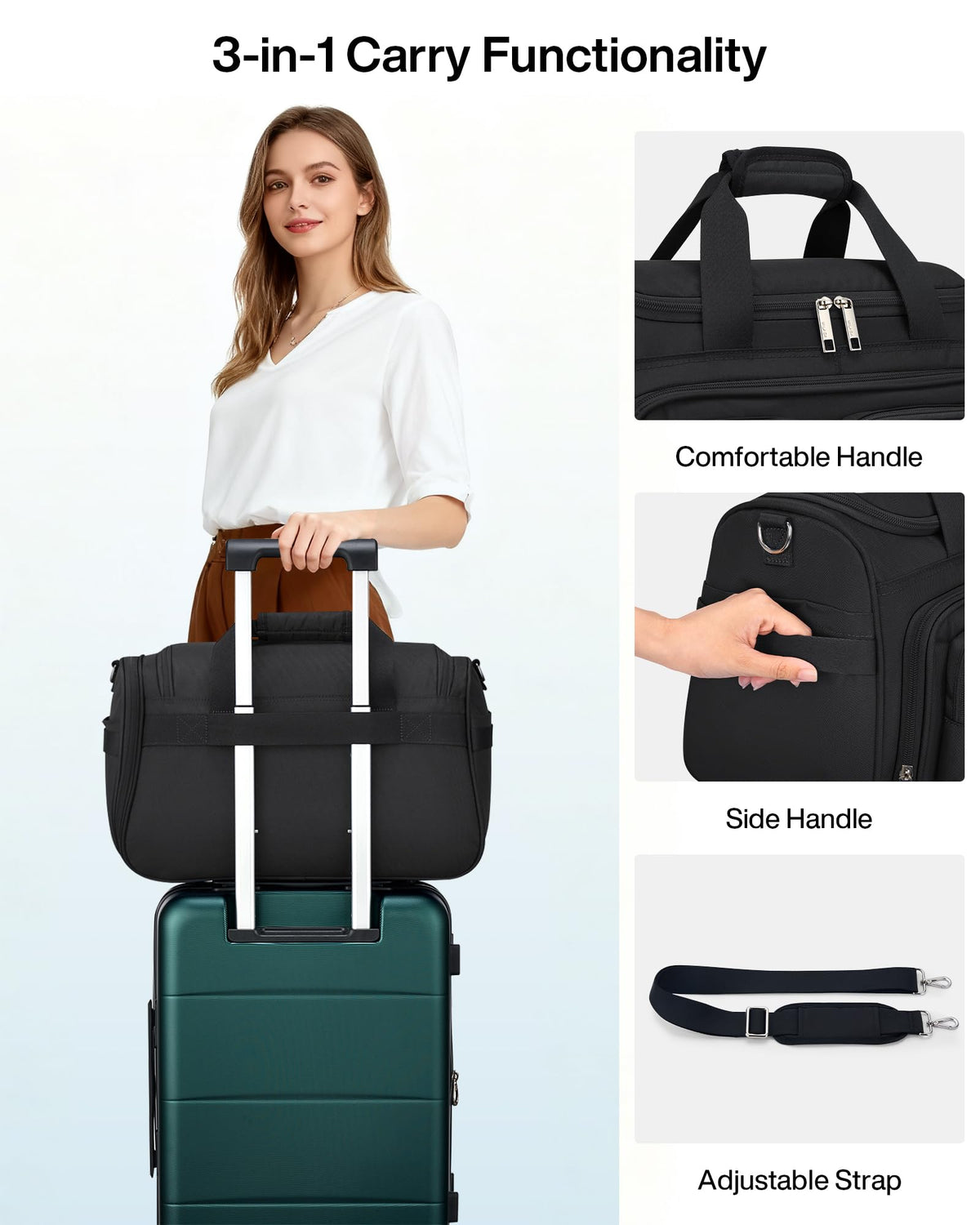 Lightweight Foldable Underseat Carry On Luggage Black K689307