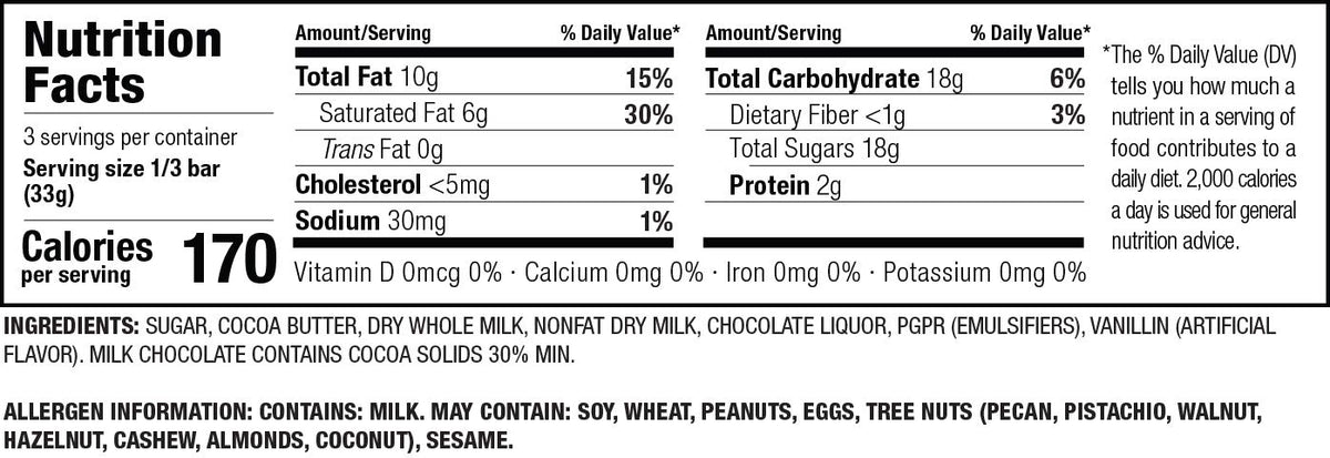 Milk Chocolate Bars 3.5oz 12 Pack Gluten Free G769