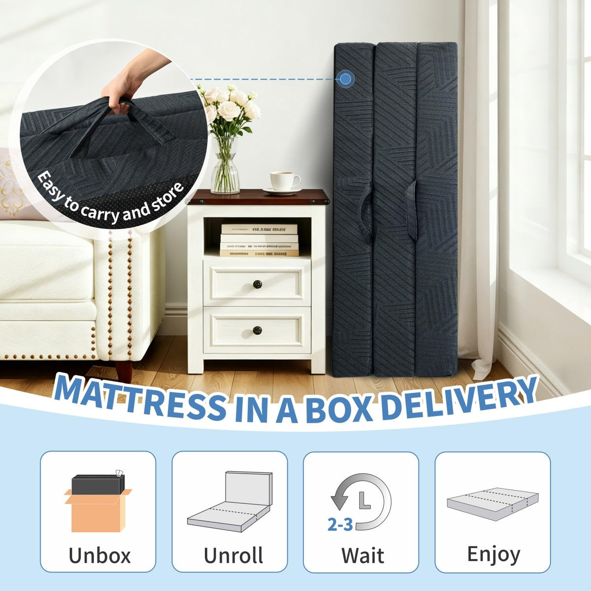 6 Inch Foldable Memory Foam Mattress Queen Size Q50271