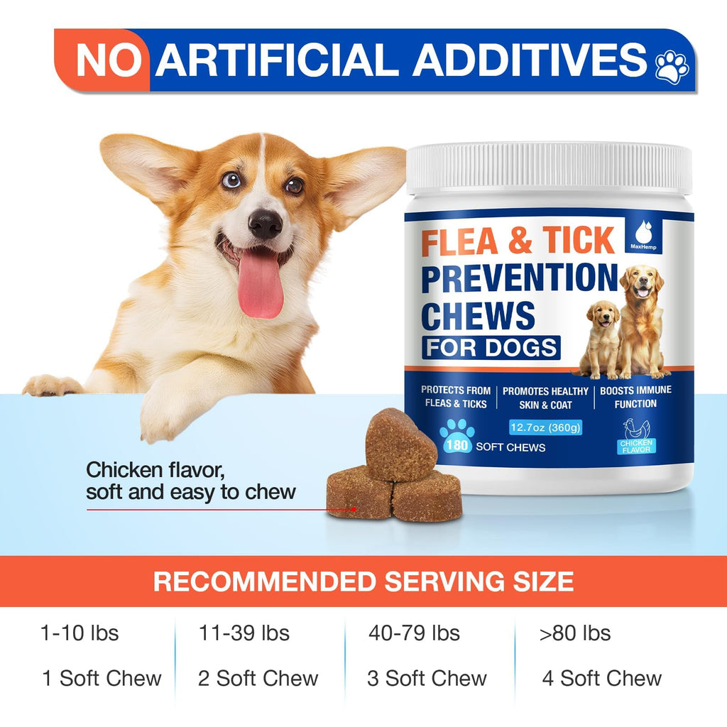Natural Flea and Tick Prevention for Dogs Chewables D363