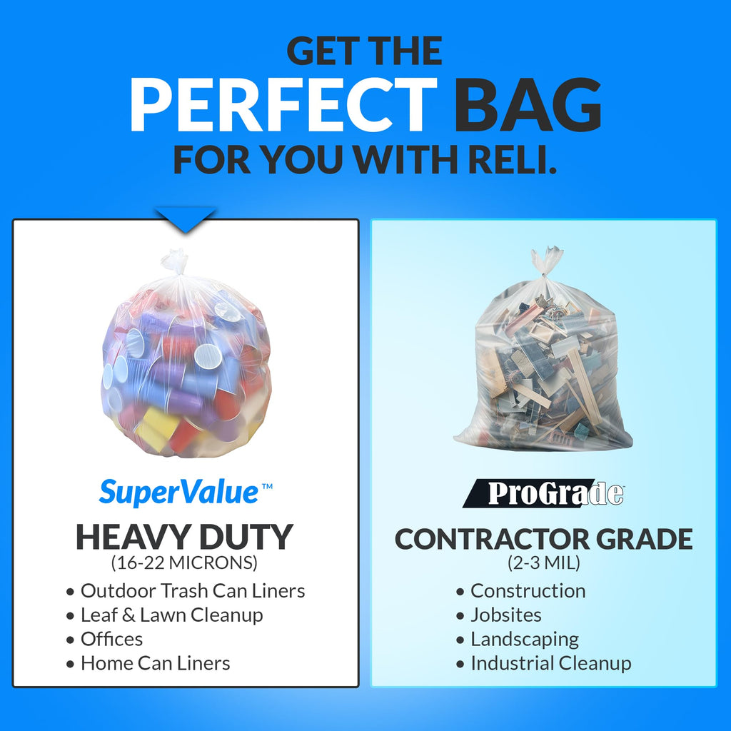 55 Gallon Heavy Duty Clear Trash Bags 100 Count K124
