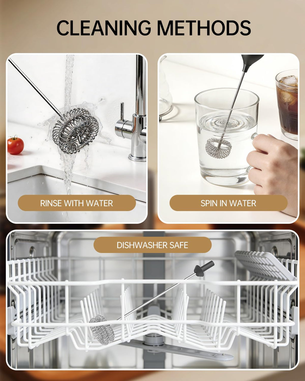 Rechargeable Handheld Milk Frother with Stand W92618