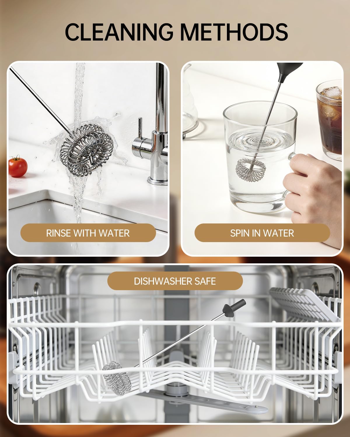 Rechargeable Handheld Milk Frother with Stand W92618
