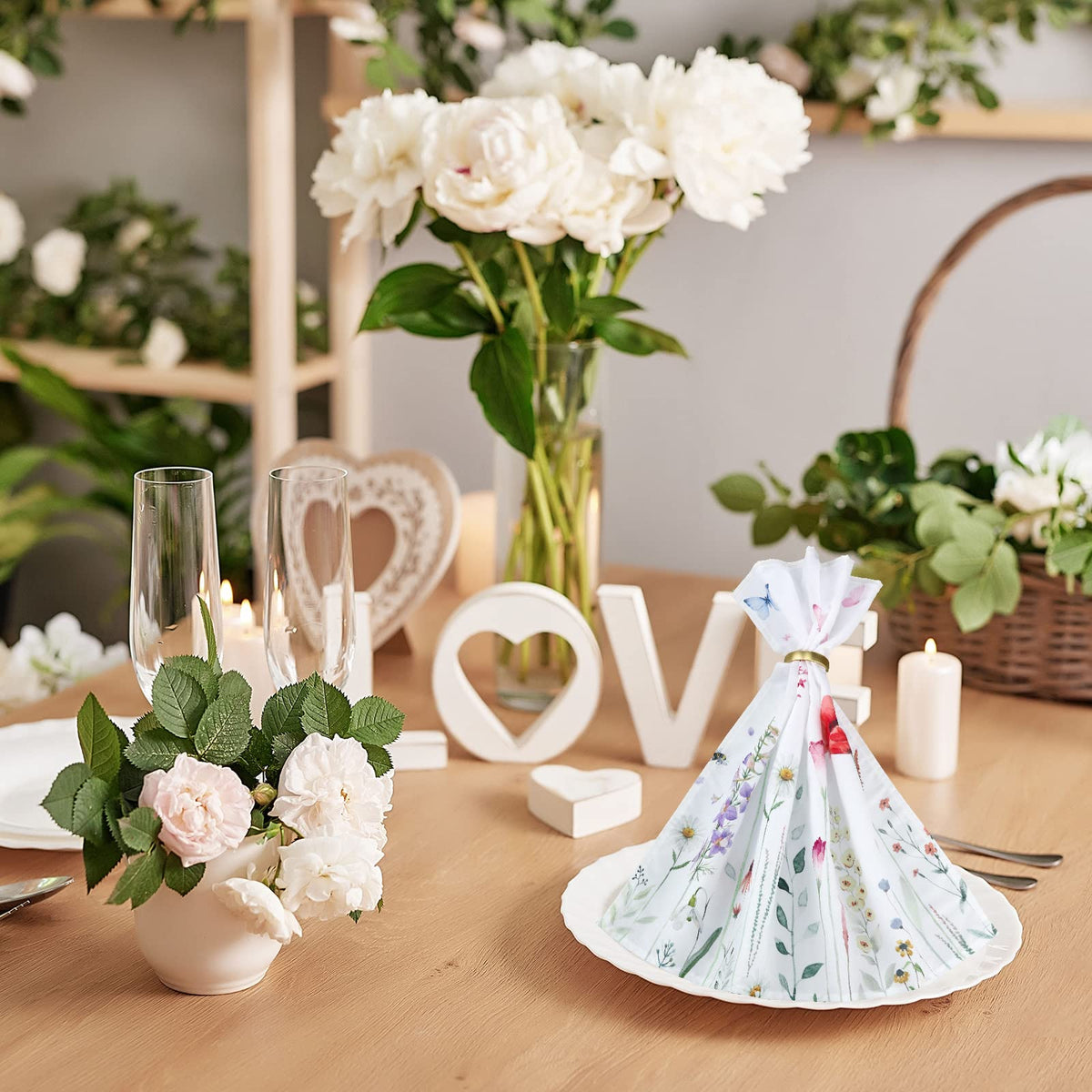 12 Pcs Flower Cloth Napkins L819232