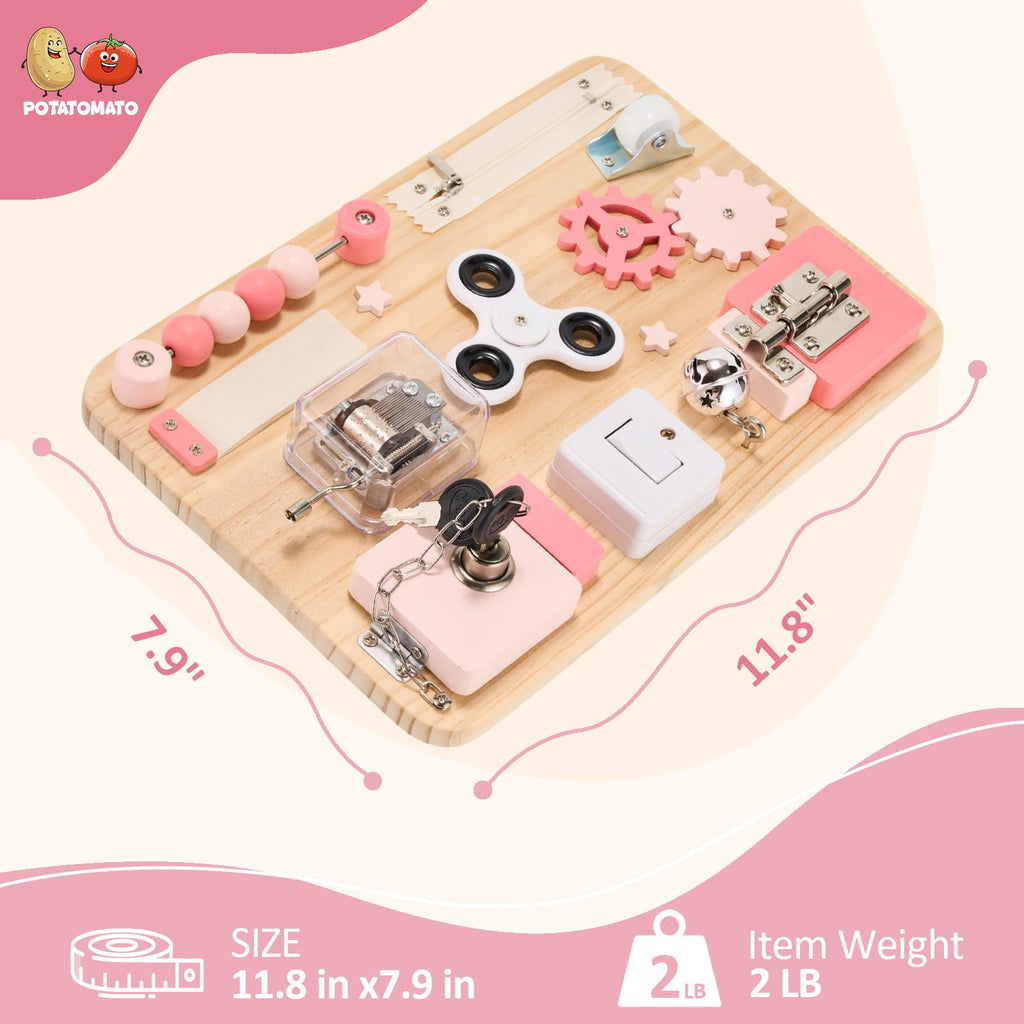 Pink Montessori Wooden Busy Board T471896