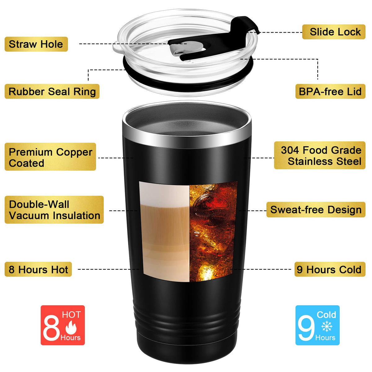 8 Pack 20 oz Tumbler with Lid D854