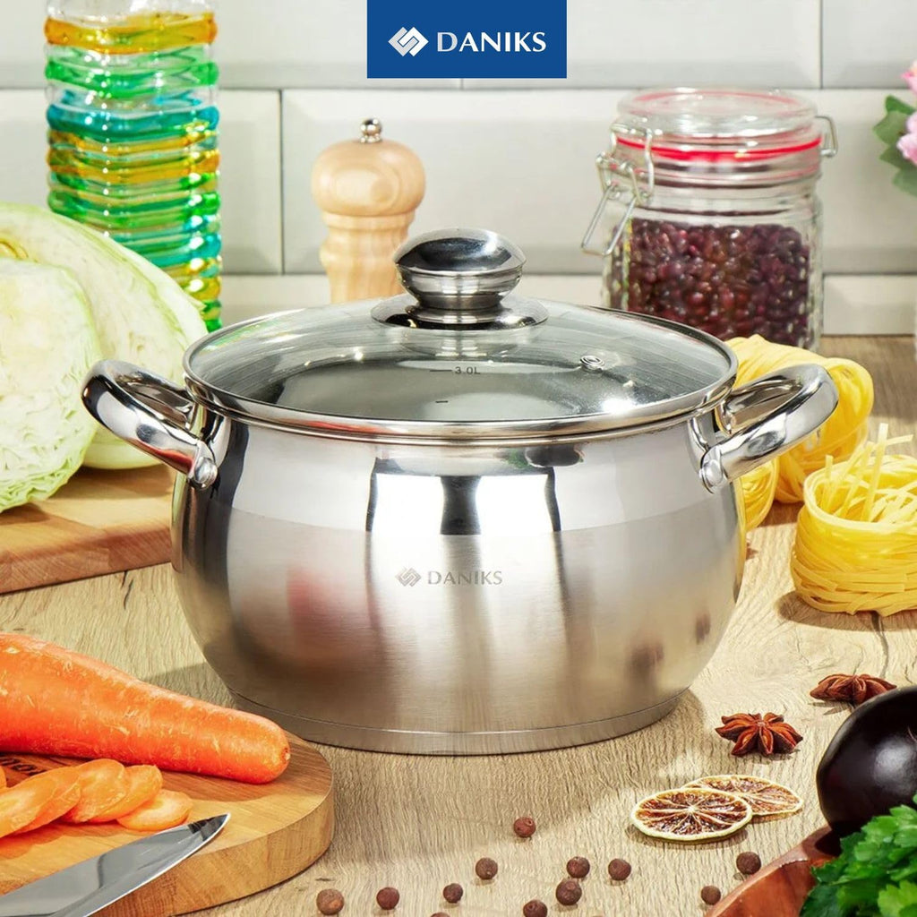6.5 Quart Stainless Steel Stock Pot with Glass Lid F31246