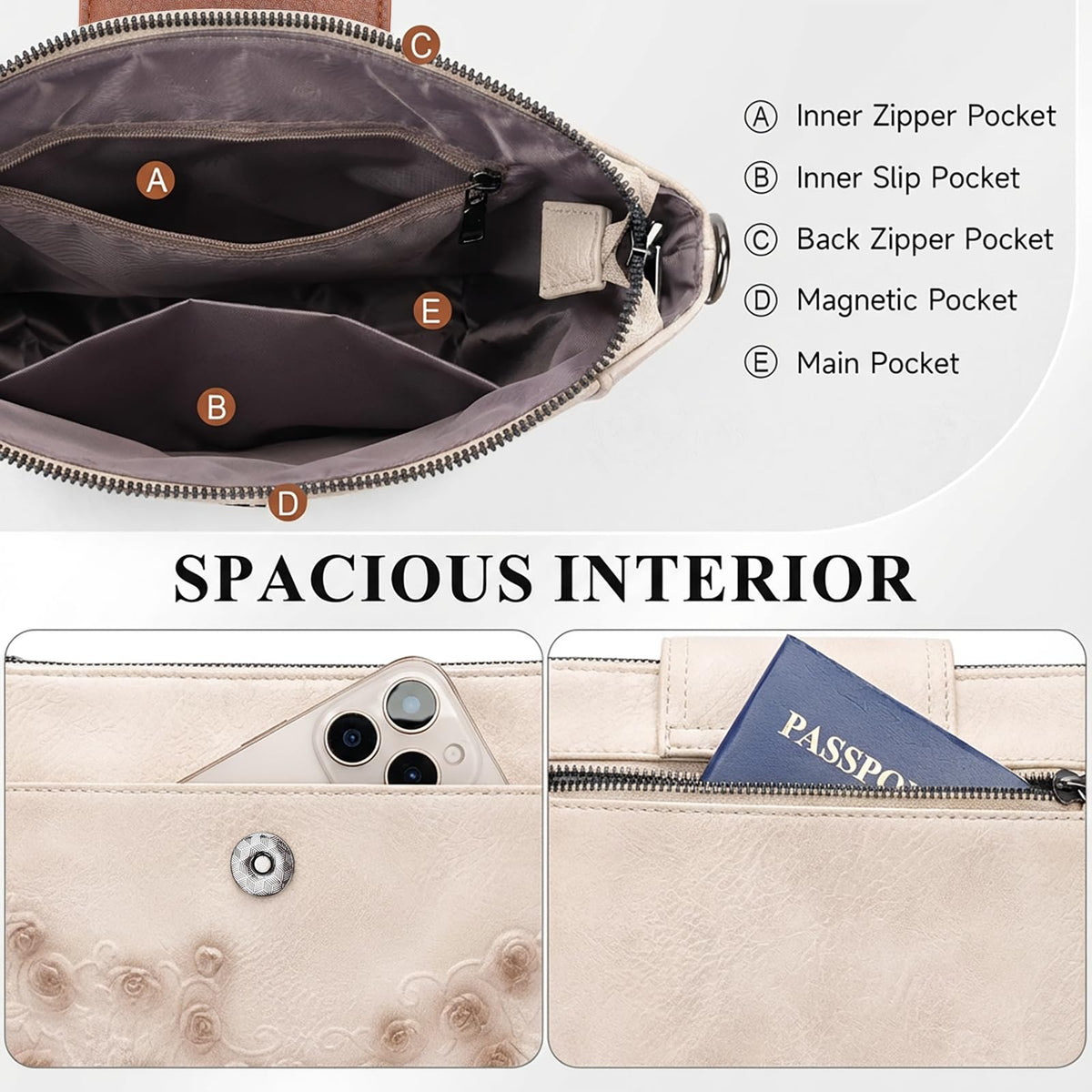 Crossbody Bags Vegan Leather Multi-Pockets Small Shoulder Bag I534