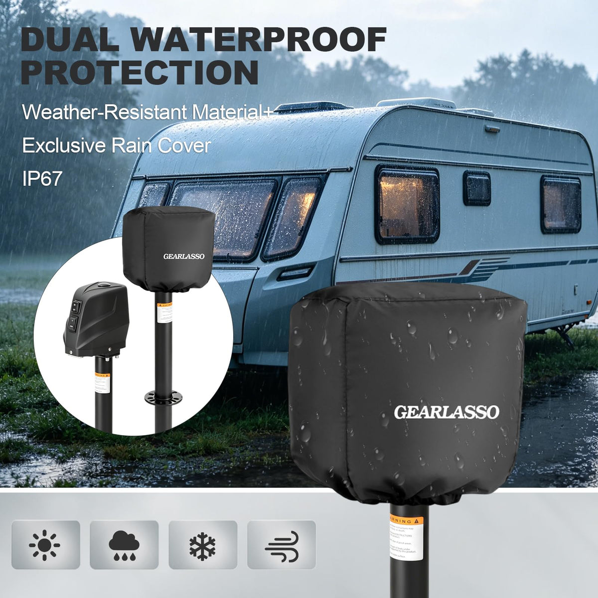 Electric Trailer Jack with Waterproof Cover & LED Light S529787