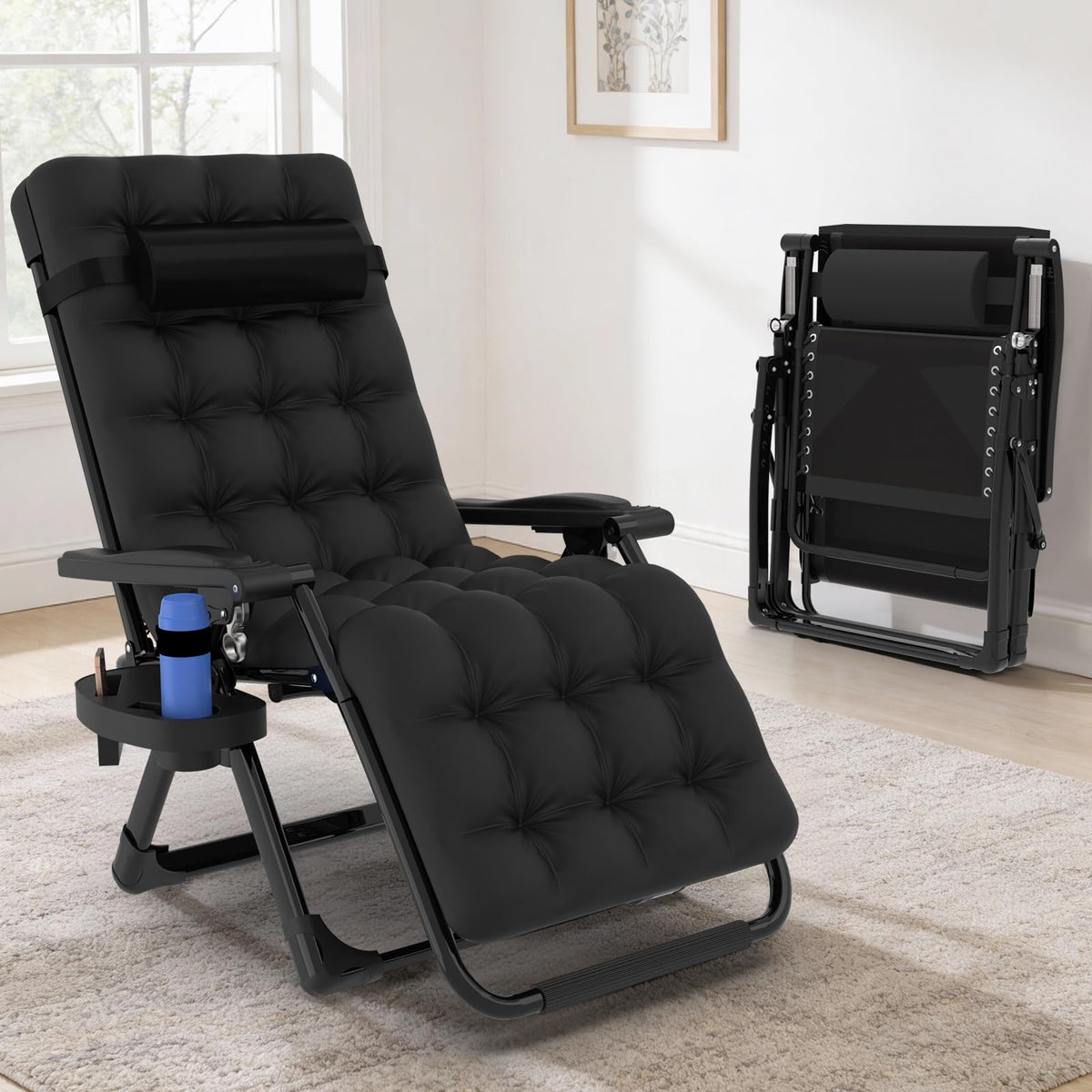 Zero Gravity Chair with Cup Holder, Black H3088