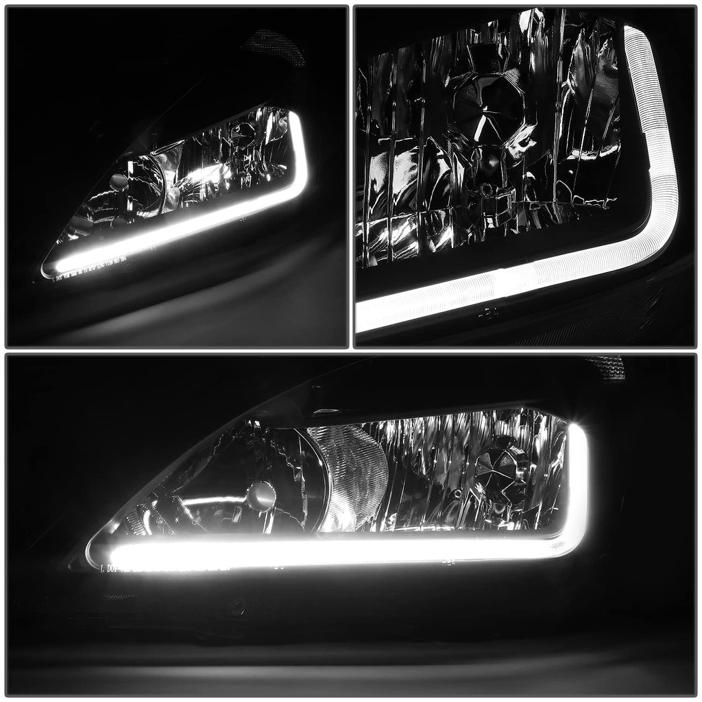 Black Headlight Assembly with LED Day Running Light E2133