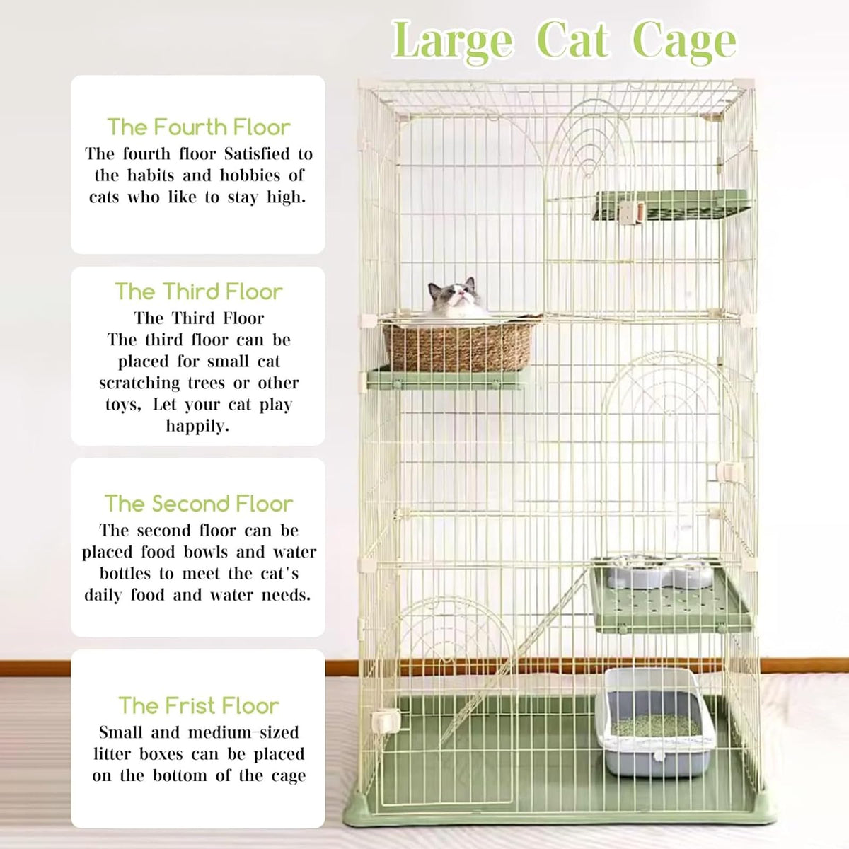 Pink Cat Cage with 3 Platforms and Ramp G2700