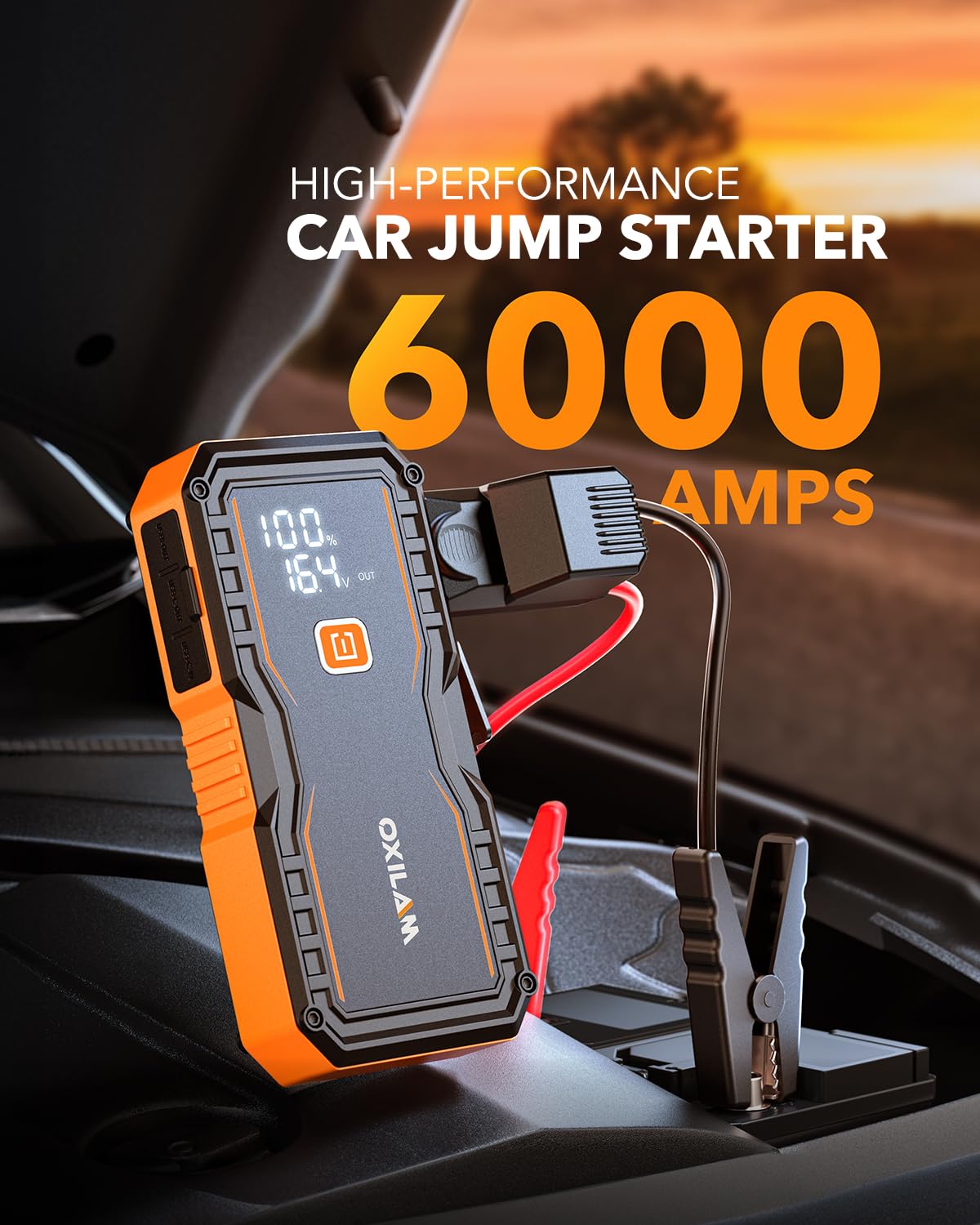 6000A Portable 12V Lithium Jump Starter with Jumper Cables O872936