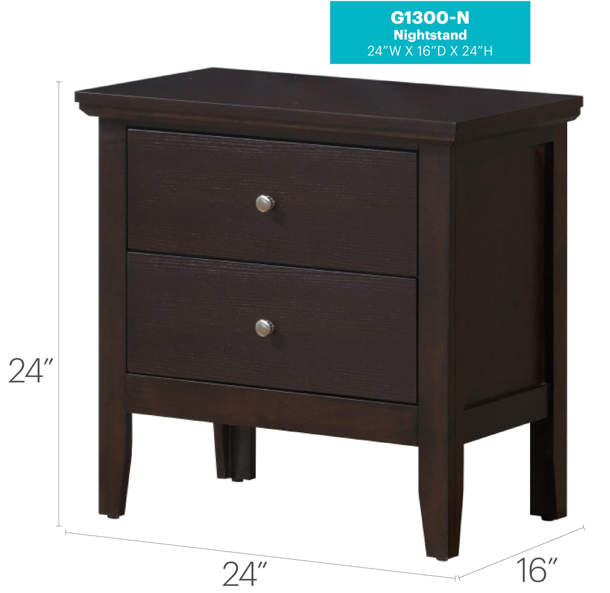 Espresso Nightstand with Storage Drawers S9826