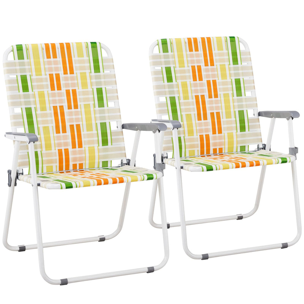 Yellow & Green Set of 2 Oversized Foldable Beach Chairs F288