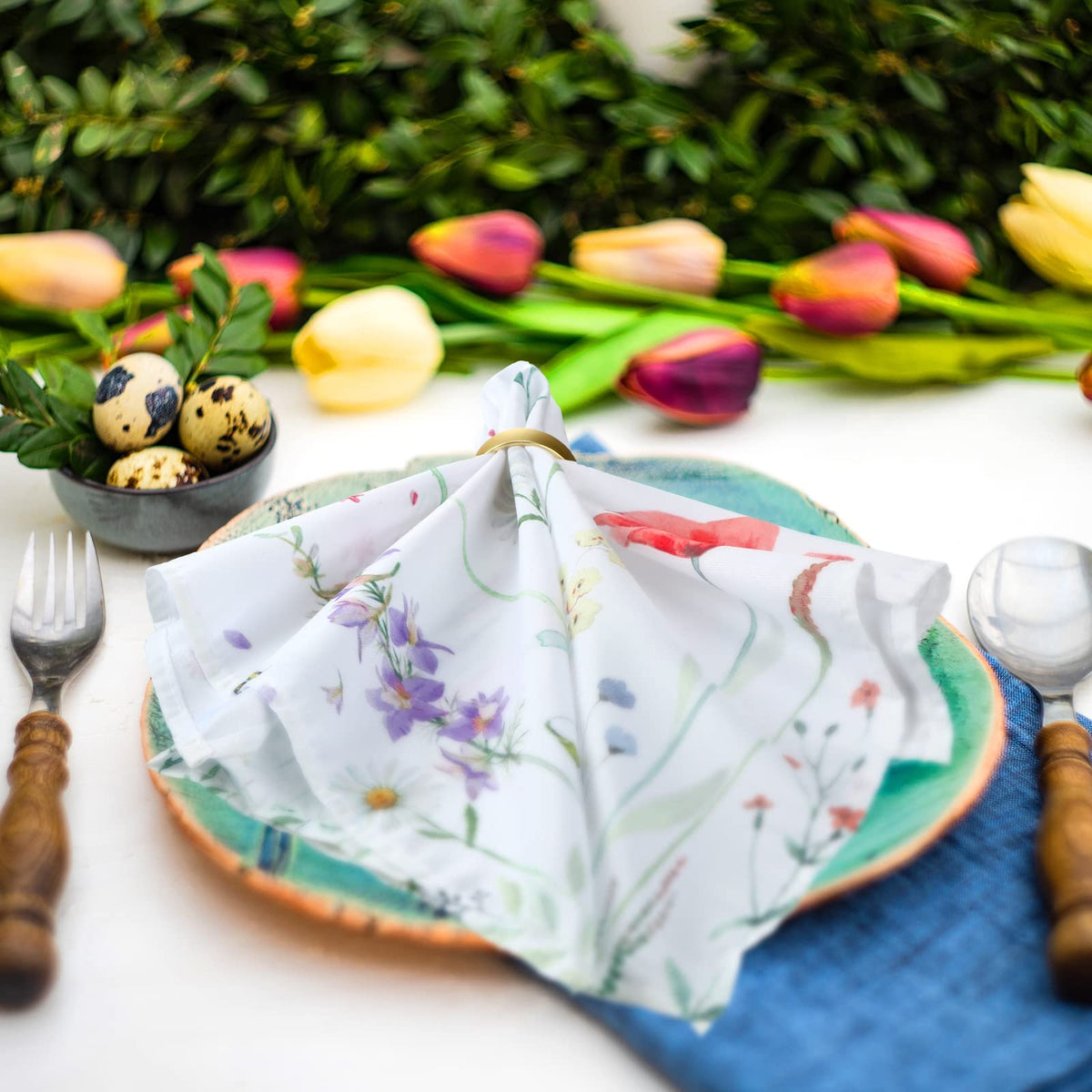 12 Pcs Flower Cloth Napkins L819232