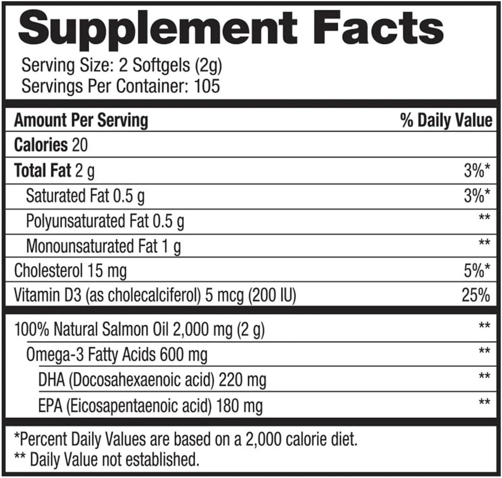 Omega-3 Wild Alaskan Salmon Oil 1000mg Softgels, 210 Count C76589