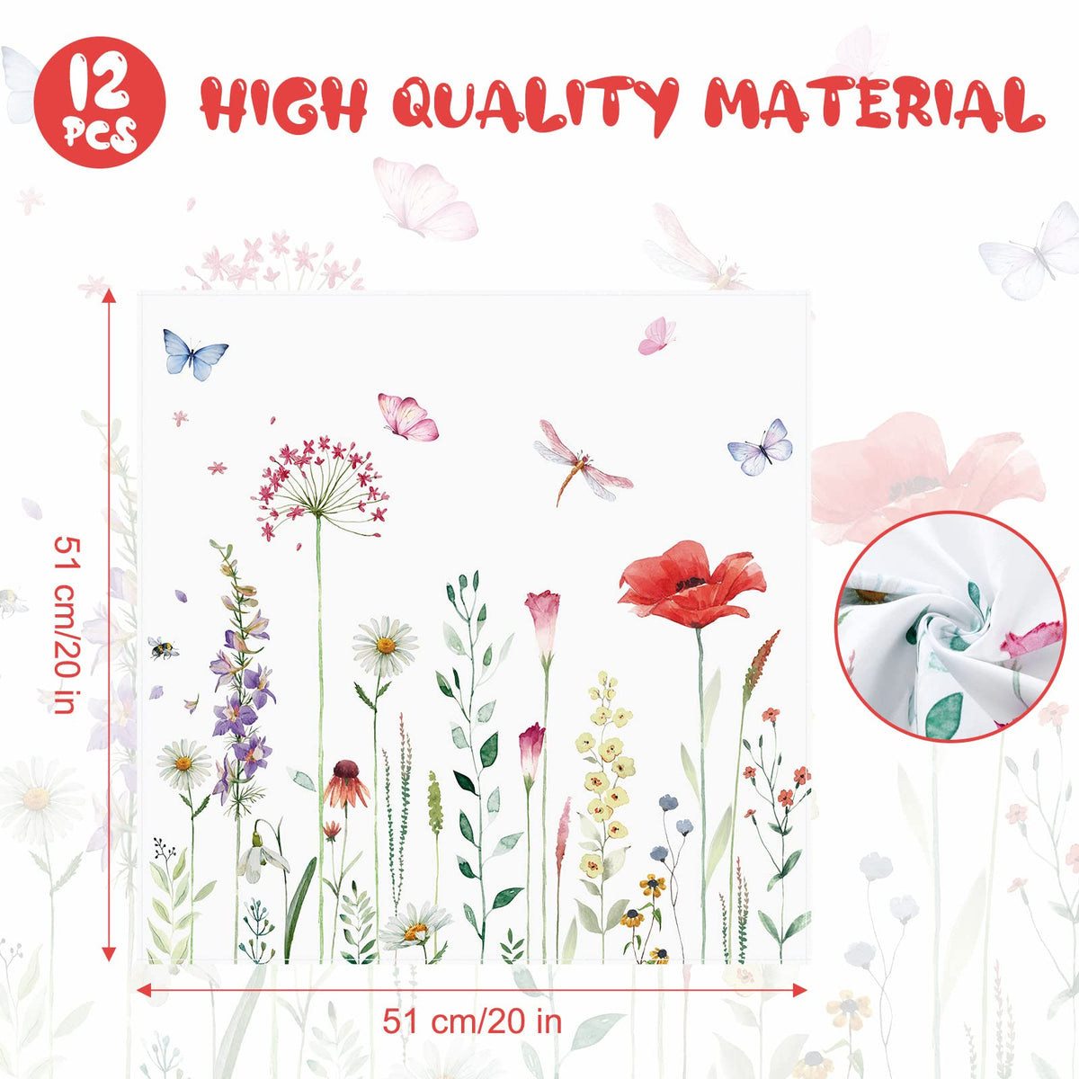 12 Pcs Flower Cloth Napkins L819232